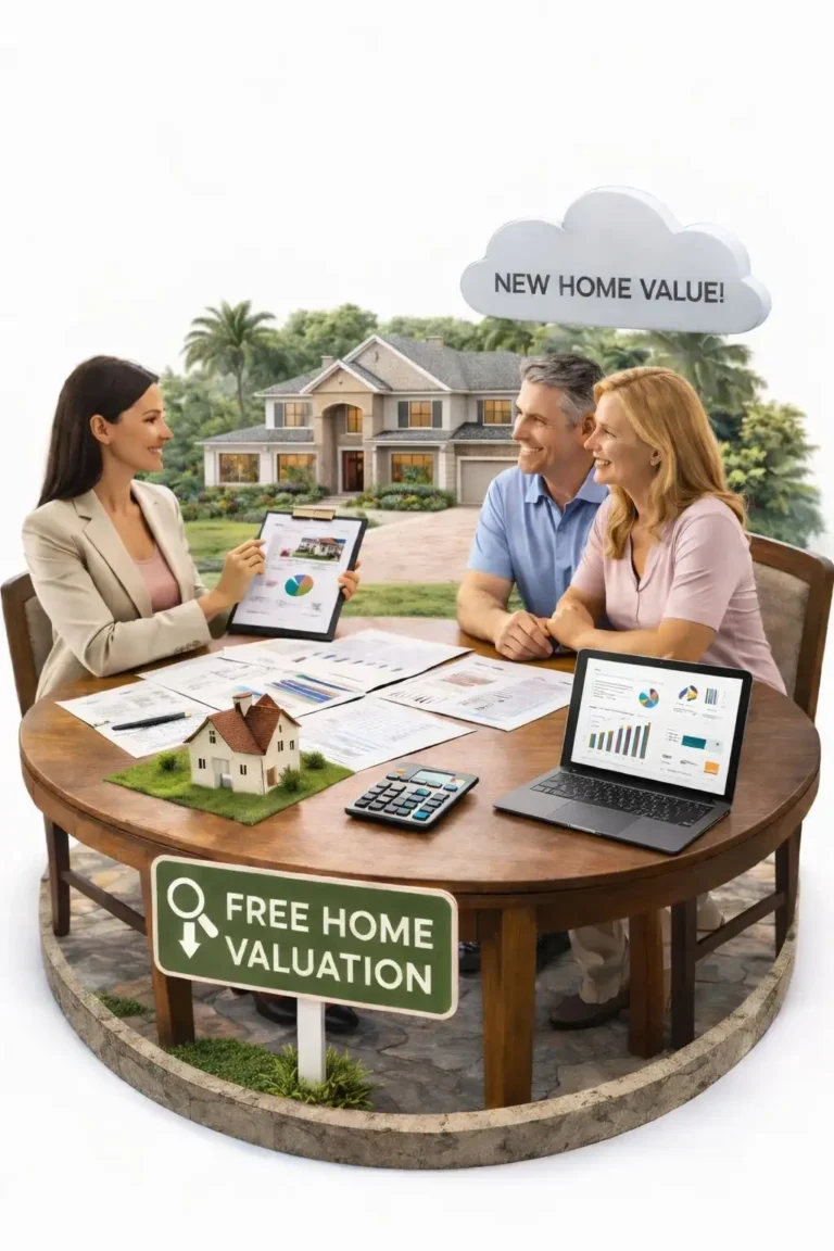 Real estate agent providing a home valuation in Broward County Florida, helping homeowners determine property value before selling